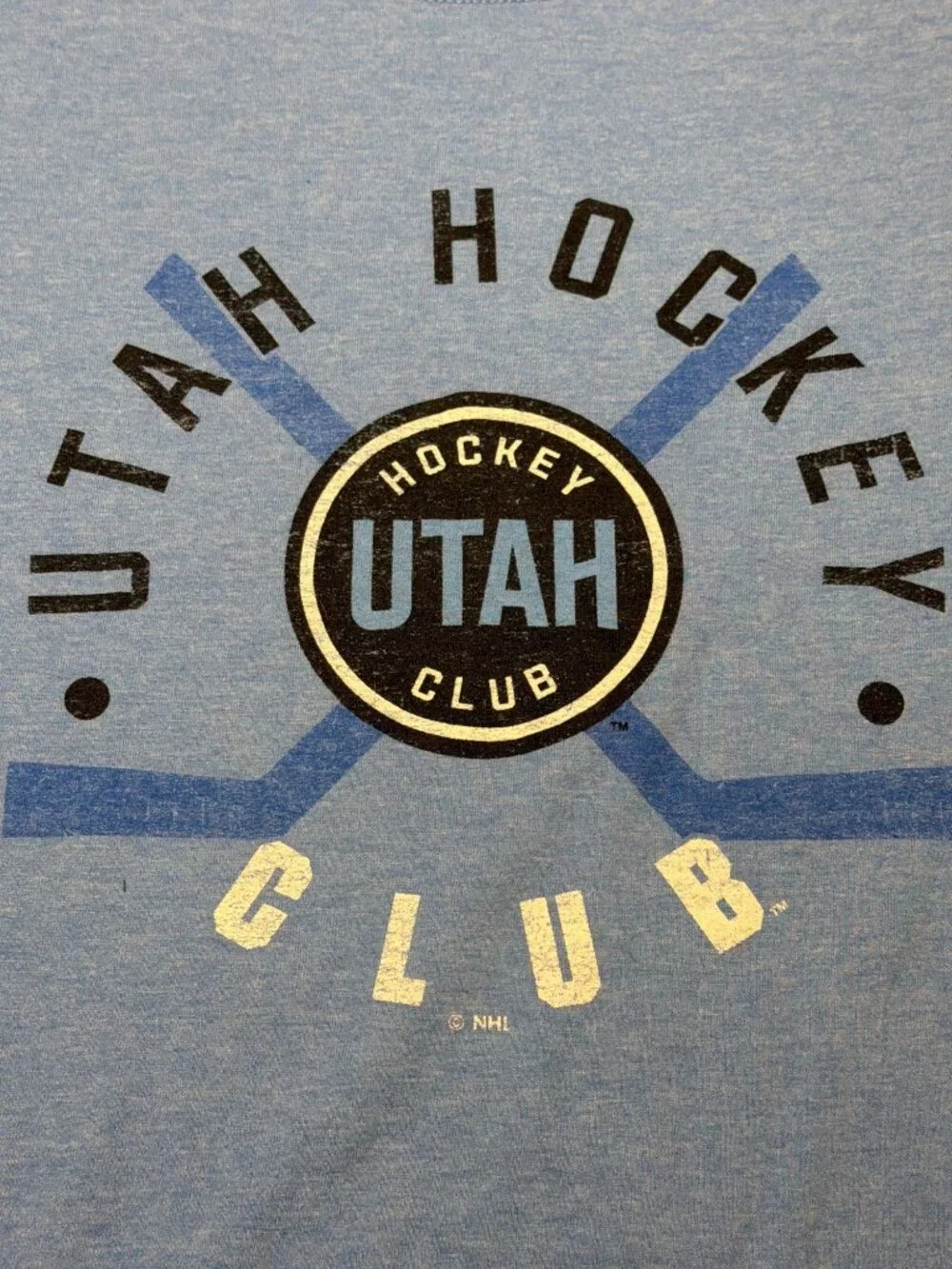 Champion Utah Hockey Club Front Graphic T Shirt Heather Blue NHL Logo Sz M - Picture 2 of 4